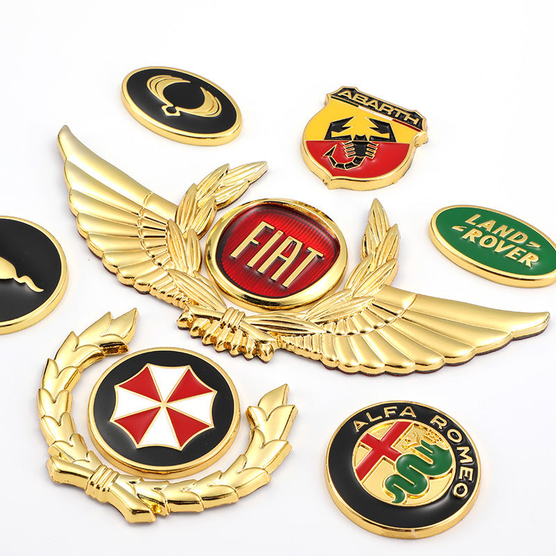 3D car gold body stickers to block scratches decorative stickers wings side label car logo stickers