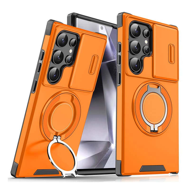 Shockproof Magnetic Samsung Case with Camera Cover & Kickstand