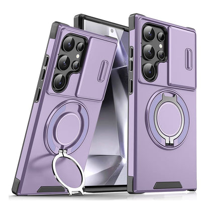 Shockproof Magnetic Samsung Case with Camera Cover & Kickstand