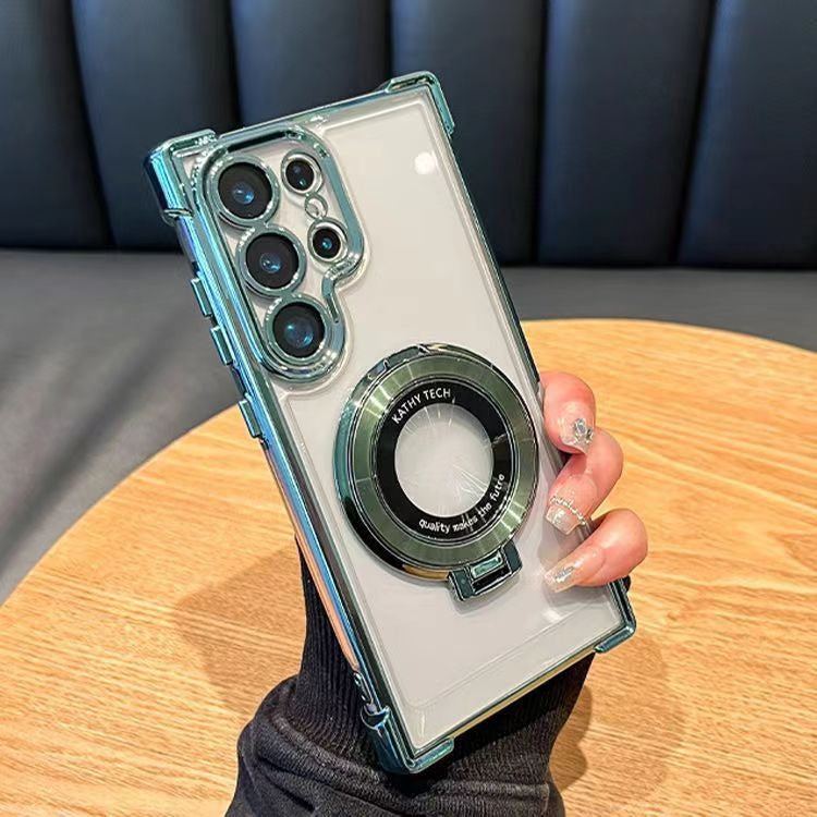 Translucent Magnetic Phone Cases with Stand and Corner Cushions for Galaxy Series