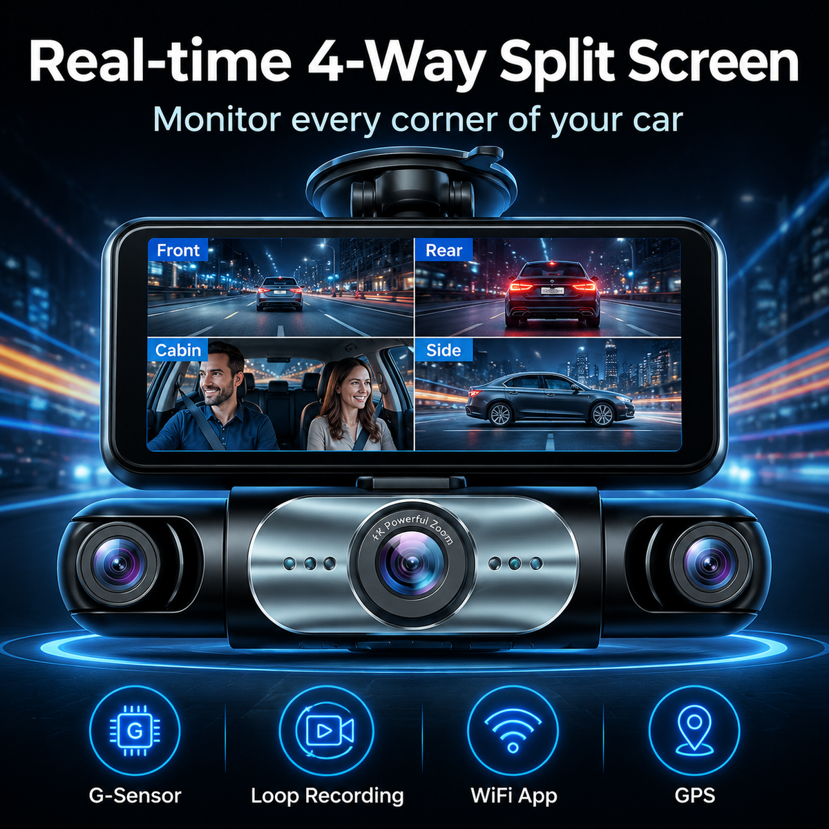 🎁 Wireless connectivity - Suitable for All Vehicles 🔥 Full View Car Dashcam System