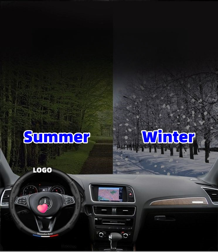 Customized Carbon Fiber Suede Steering Wheel Cover with Car Logo