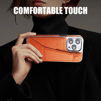 Full-cover Artificial Leather Case with Wristband Stand & Card Slot Suitable for iPhone Series