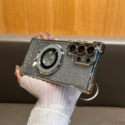 Glitter Lens Protective Magnetic Phone Case with Stand